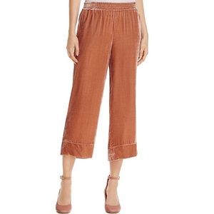 Joie Kaitrine Cropped Wide Leg Velvet Pants in Vintage Rose Size Small Holiday